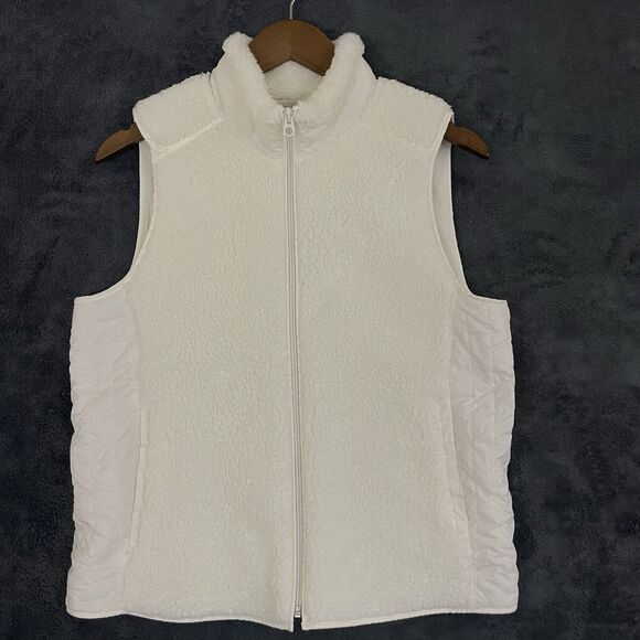 Talbot Women's Cream Sherpa Lined Quilted Vest Zipper SZ/Mp - Picture 1 of 15